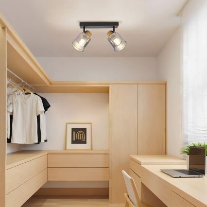 Brilagi - Bodové svítidlo HYGGE 2xE14/15W/230V černá/kouřová