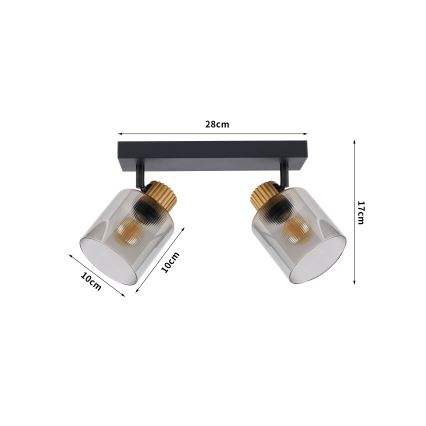 Brilagi - Bodové svítidlo HYGGE 2xE14/15W/230V černá/kouřová