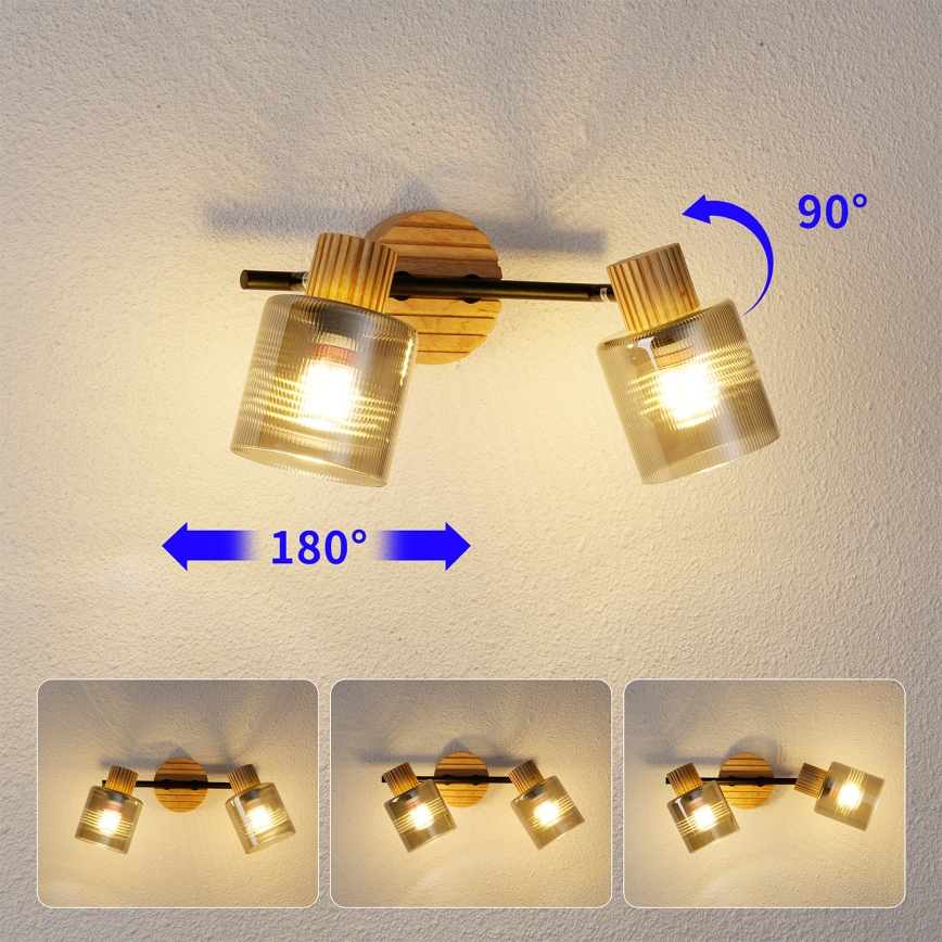 Brilagi - Bodové svítidlo HYGGE 2xE14/15W/230V kaučukovník/kouřová