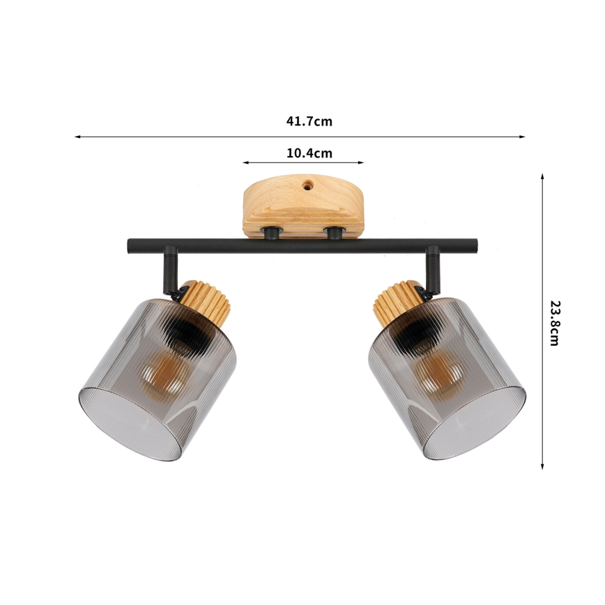 Brilagi - Bodové svítidlo HYGGE 2xE14/15W/230V kaučukovník/kouřová