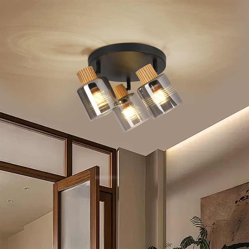 Brilagi - Bodové svítidlo HYGGE 3xE14/15W/230V černá/kouřová