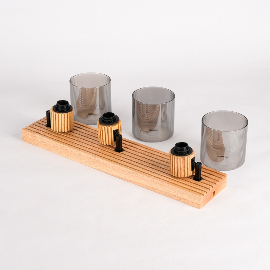 Brilagi - Bodové svítidlo HYGGE 3xE14/15W/230V dřevo/kouřová