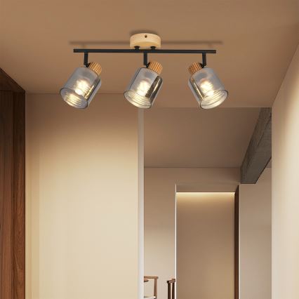 Brilagi - Bodové svítidlo HYGGE 3xE14/15W/230V kaučukovník/kouřová