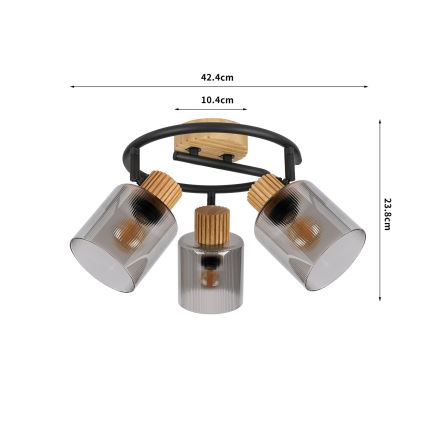 Brilagi - Bodové svítidlo HYGGE 3xE14/15W/230V kaučukovník/kouřová