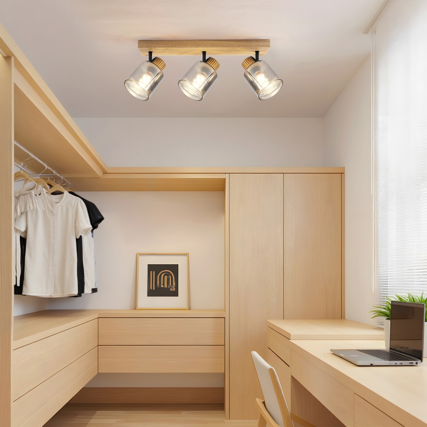 Brilagi - Bodové svítidlo HYGGE 3xE14/15W/230V kaučukovník/kouřová