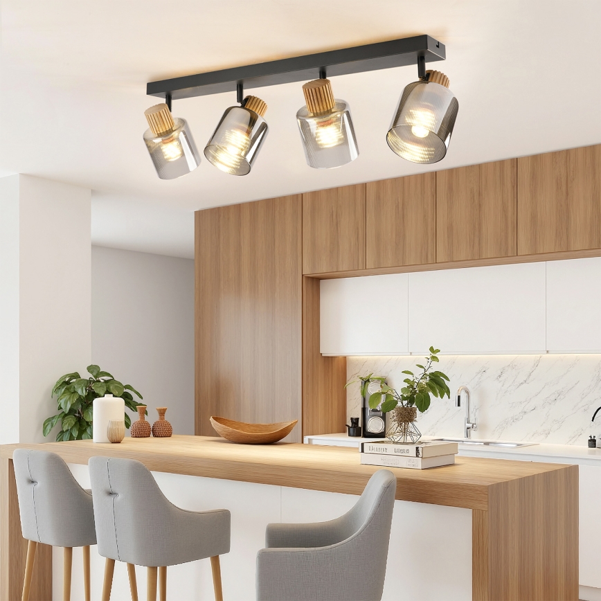 Brilagi - Bodové svítidlo HYGGE 4xE14/15W/230V černá/kouřová