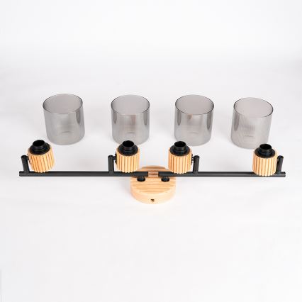 Brilagi - Bodové svítidlo HYGGE 4xE14/15W/230V dřevo/kouřová