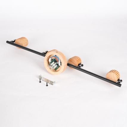 Brilagi - Bodové svítidlo HYGGE 4xE14/15W/230V dřevo/kouřová