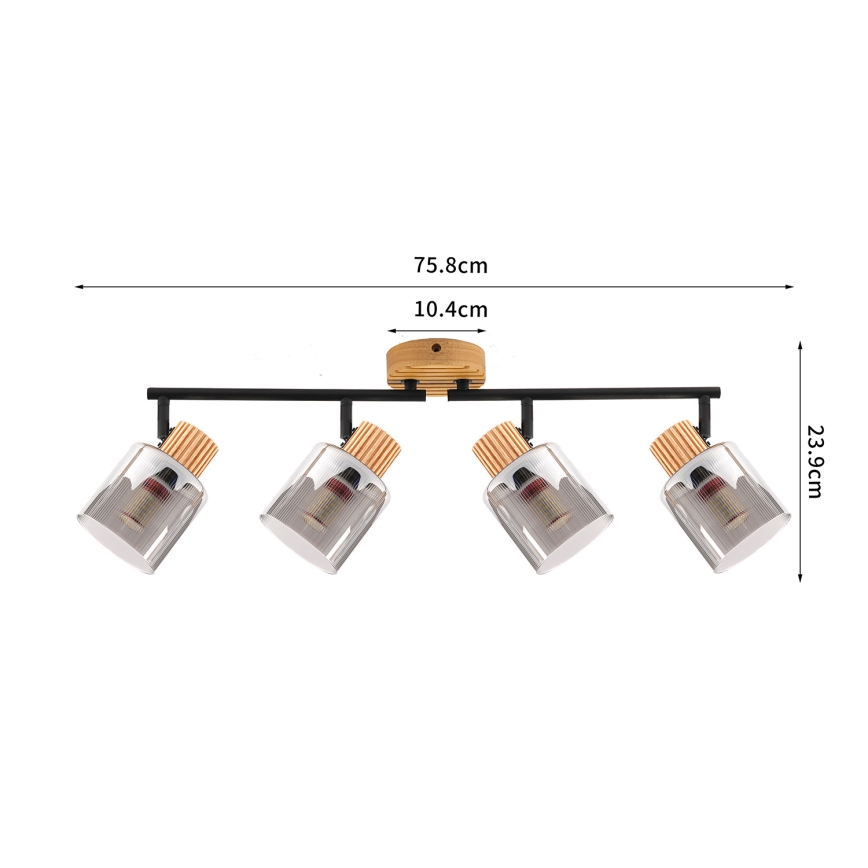 Brilagi - Bodové svítidlo HYGGE 4xE14/15W/230V dřevo/kouřová