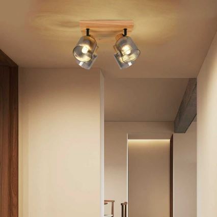 Brilagi - Bodové svítidlo HYGGE 4xE14/15W/230V kaučukovník/kouřová