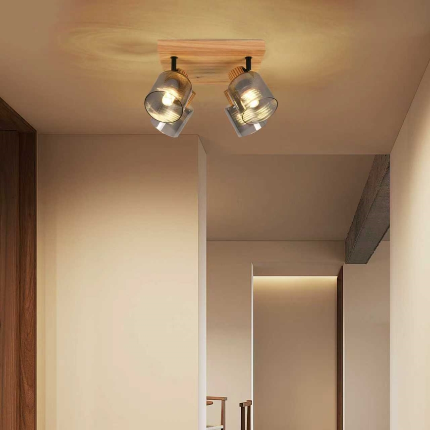 Brilagi - Bodové svítidlo HYGGE 4xE14/15W/230V kaučukovník/kouřová