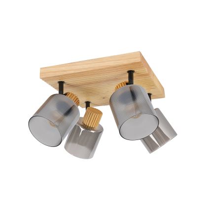 Brilagi - Bodové svítidlo HYGGE 4xE14/15W/230V kaučukovník/kouřová