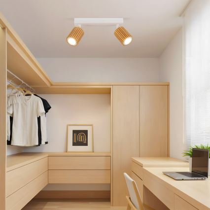 Brilagi - Bodové svítidlo MODERN WOOD 2xGU10/8W/230V dřevo/bílá