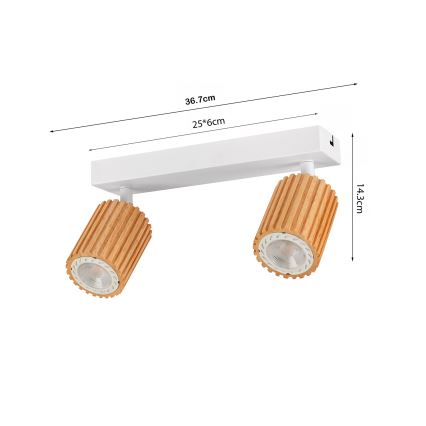 Brilagi - Bodové svítidlo MODERN WOOD 2xGU10/8W/230V dřevo/bílá