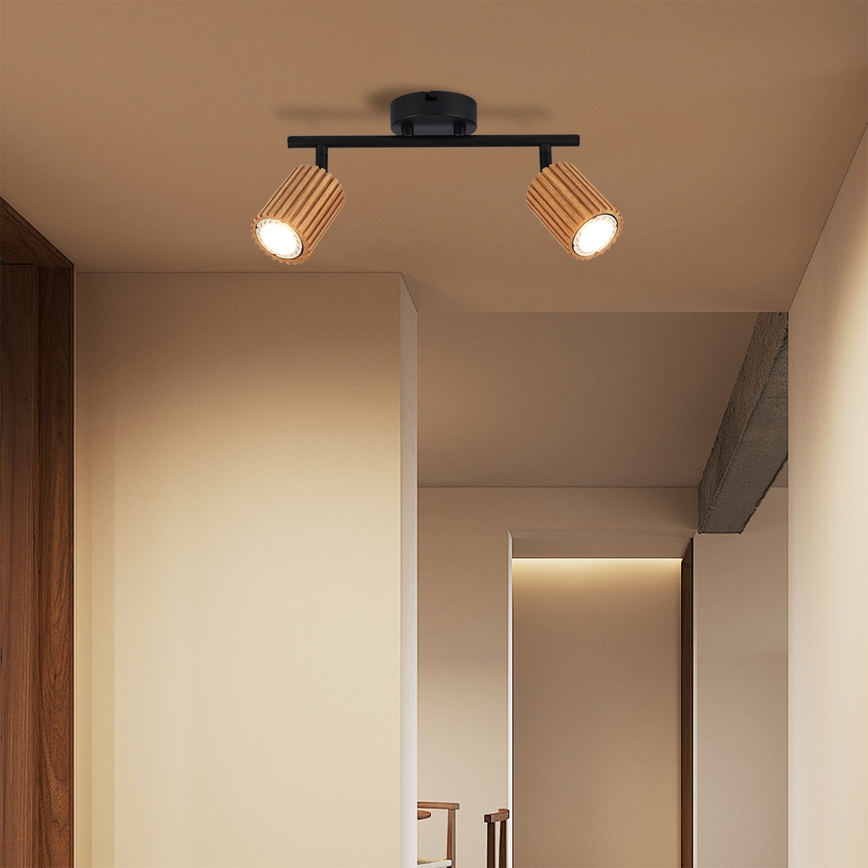 Brilagi - Bodové svítidlo MODERN WOOD 2xGU10/8W/230V dřevo/černá