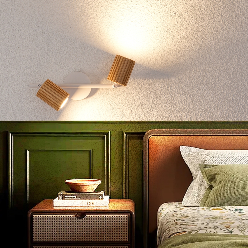 Brilagi - Bodové svítidlo MODERN WOOD 2xGU10/8W/230V kaučukovník/bílá