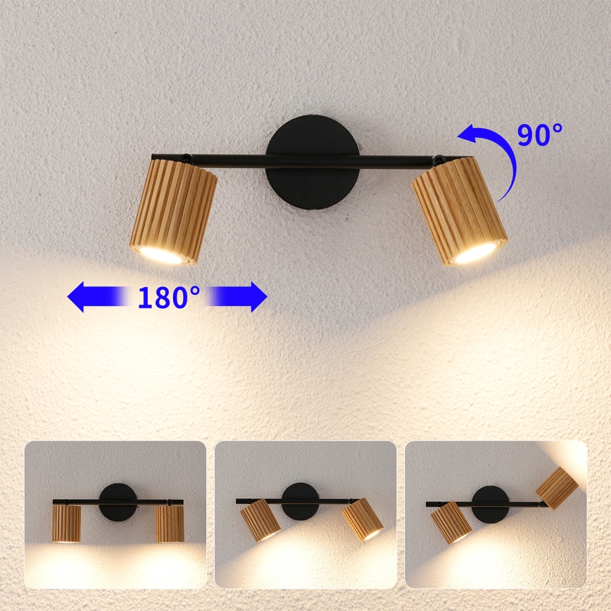 Brilagi - Bodové svítidlo MODERN WOOD 2xGU10/8W/230V kaučukovník/černá