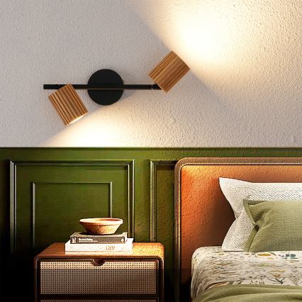 Brilagi - Bodové svítidlo MODERN WOOD 2xGU10/8W/230V kaučukovník/černá
