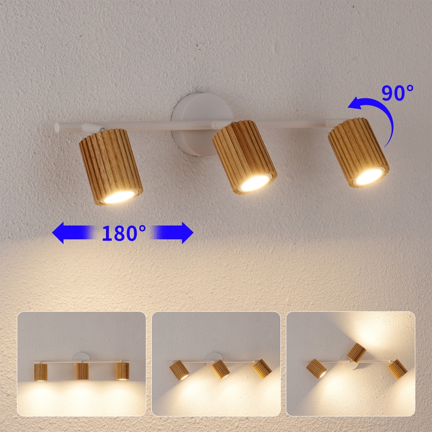 Brilagi - Bodové svítidlo MODERN WOOD 3xGU10/8W/230V dřevo/bílá