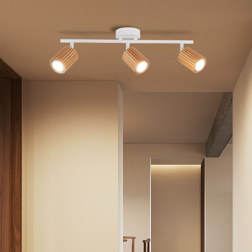 Brilagi - Bodové svítidlo MODERN WOOD 3xGU10/8W/230V dřevo/bílá