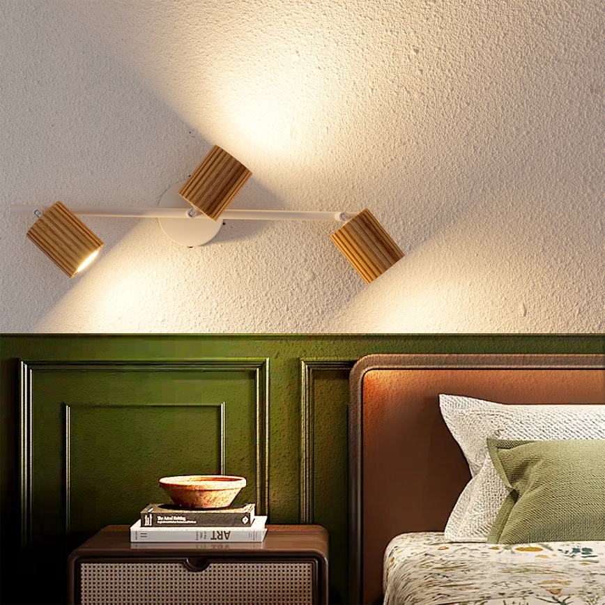 Brilagi - Bodové svítidlo MODERN WOOD 3xGU10/8W/230V dřevo/bílá
