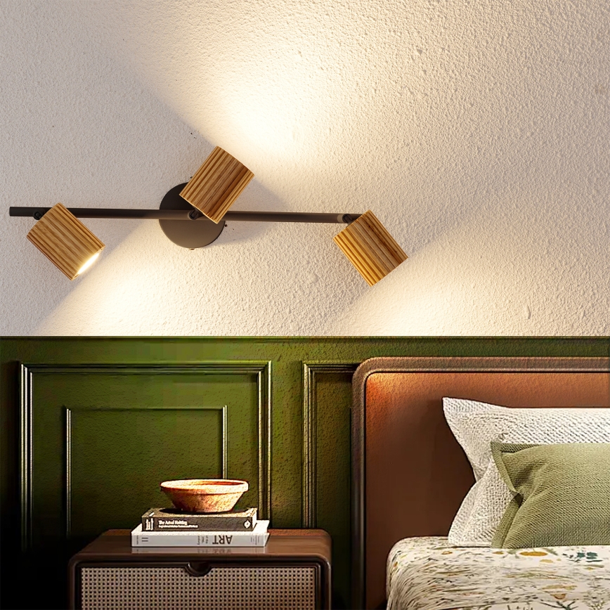 Brilagi - Bodové svítidlo MODERN WOOD 3xGU10/8W/230V dřevo/černá