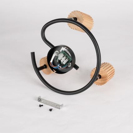 Brilagi - Bodové svítidlo MODERN WOOD 3xGU10/8W/230V dřevo/černá