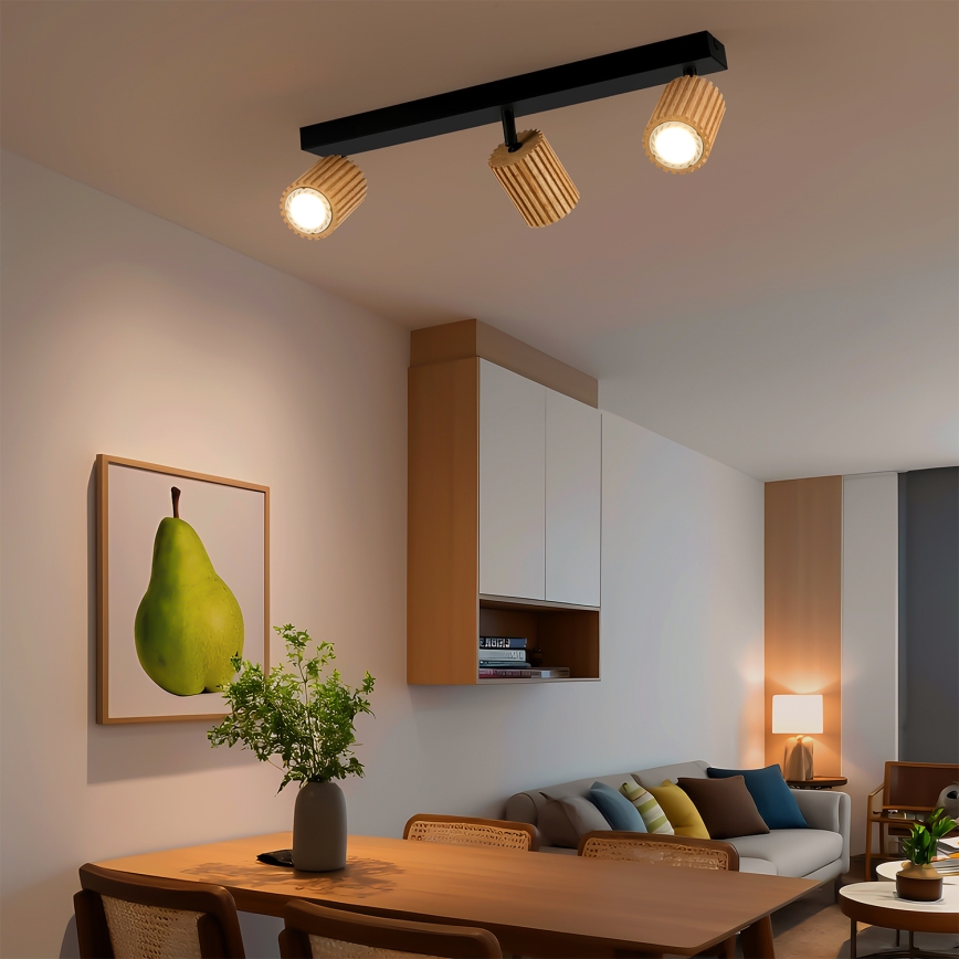Brilagi - Bodové svítidlo MODERN WOOD 3xGU10/8W/230V dřevo/černá