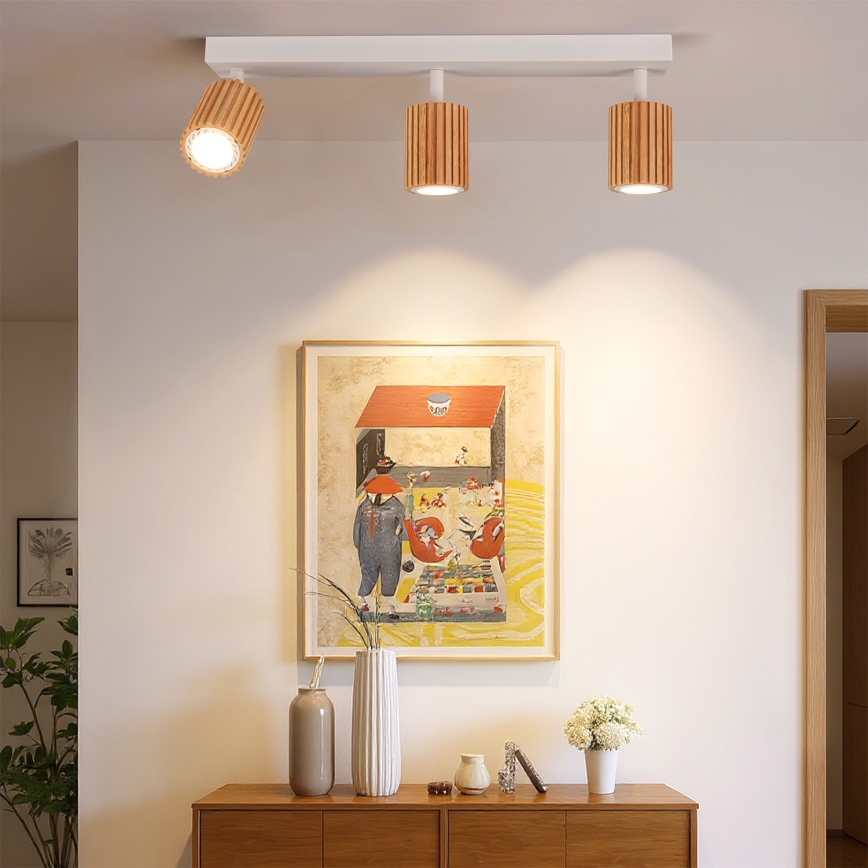 Brilagi - Bodové svítidlo MODERN WOOD 3xGU10/8W/230V kaučukovník/bílá