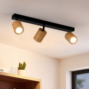 Brilagi - Bodové svítidlo MODERN WOOD 3xGU10/8W/230V kaučukovník/černá