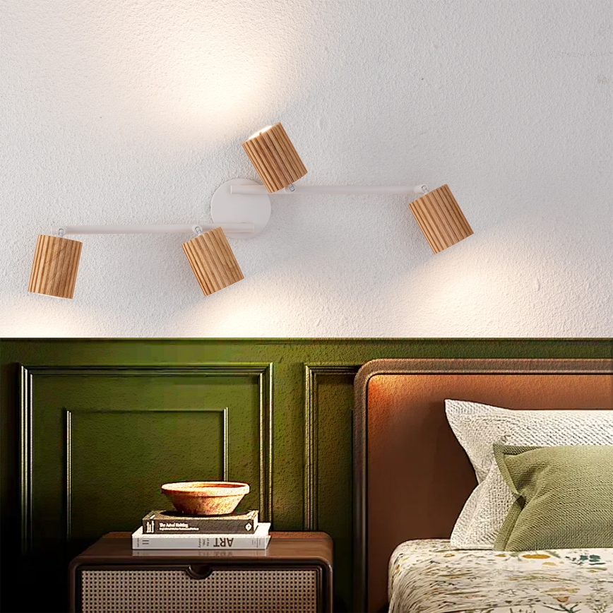 Brilagi - Bodové svítidlo MODERN WOOD 4xGU10/8W/230V dřevo/bílá