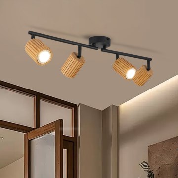 Brilagi - Bodové svítidlo MODERN WOOD 4xGU10/8W/230V dřevo/černá