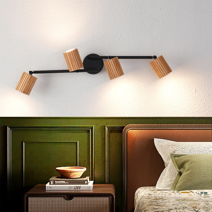 Brilagi - Bodové svítidlo MODERN WOOD 4xGU10/8W/230V dřevo/černá