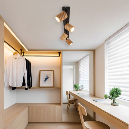 Brilagi - Bodové svítidlo MODERN WOOD 4xGU10/8W/230V dřevo/černá