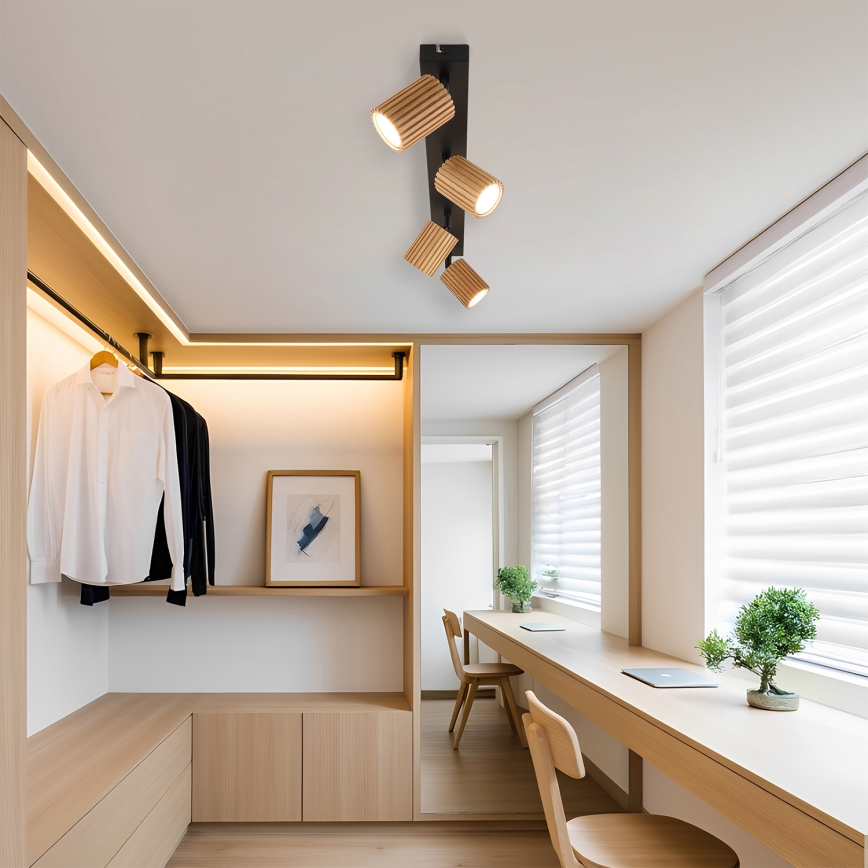 Brilagi - Bodové svítidlo MODERN WOOD 4xGU10/8W/230V dřevo/černá