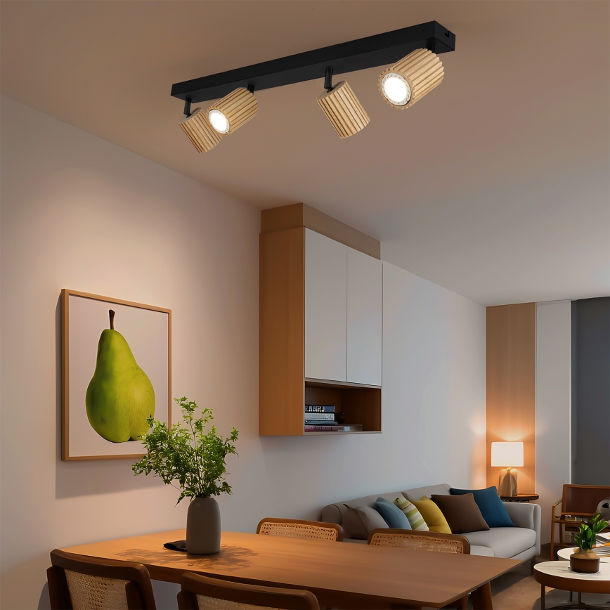 Brilagi - Bodové svítidlo MODERN WOOD 4xGU10/8W/230V dřevo/černá