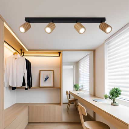Brilagi - Bodové svítidlo MODERN WOOD 4xGU10/8W/230V dřevo/černá