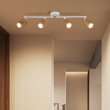 Brilagi - Bodové svítidlo MODERN WOOD 4xGU10/8W/230V kaučukovník/bílá