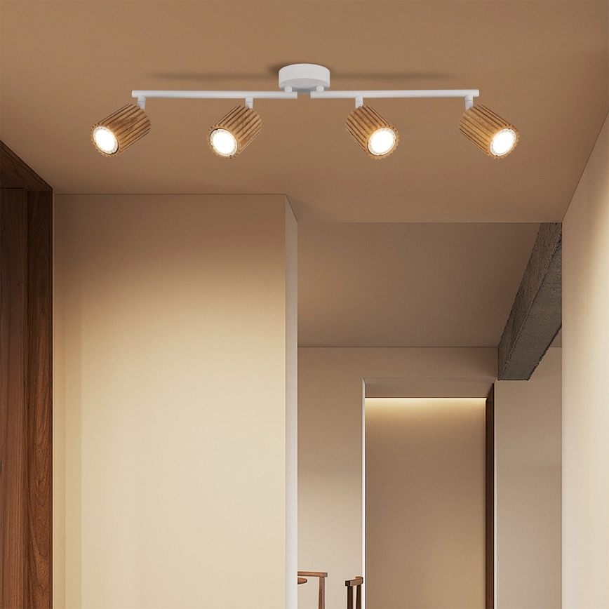 Brilagi - Bodové svítidlo MODERN WOOD 4xGU10/8W/230V kaučukovník/bílá