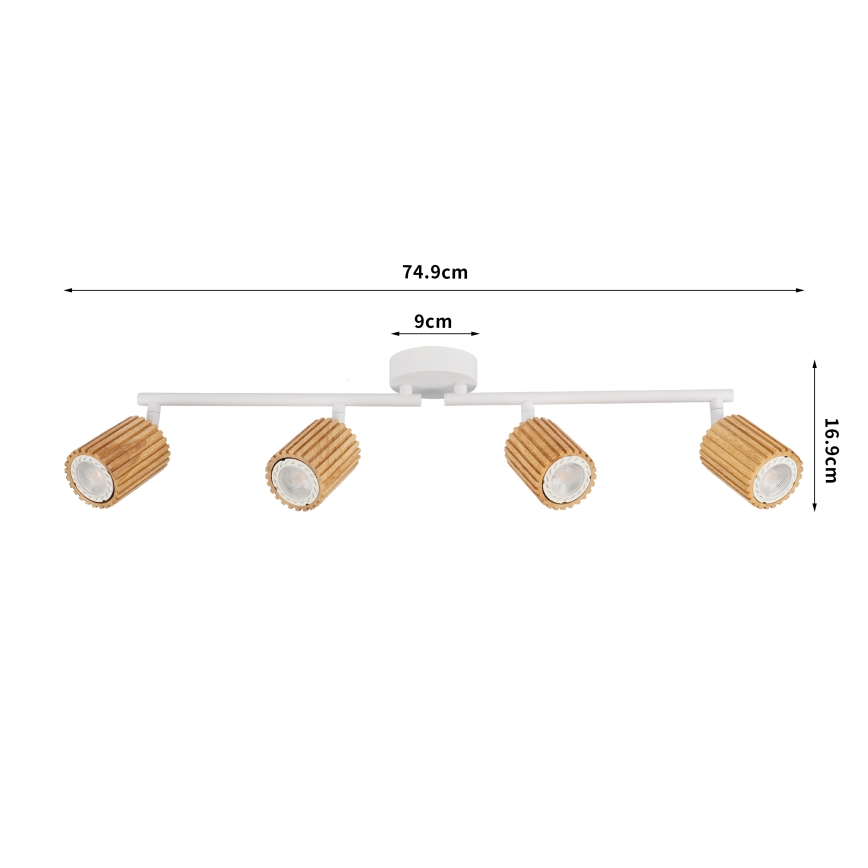 Brilagi - Bodové svítidlo MODERN WOOD 4xGU10/8W/230V kaučukovník/bílá