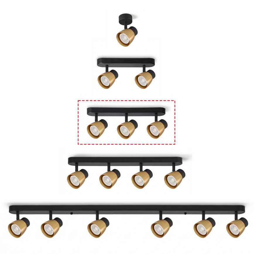 Brilagi - Bodové svítidlo NUGGET 3xGU10/30W/230V černá/zlatá