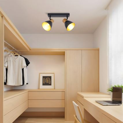 Brilagi - Bodové svítidlo ODENSE 2xE14/10W/230V dřevo/černá