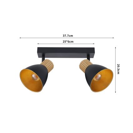 Brilagi - Bodové svítidlo ODENSE 2xE14/10W/230V dřevo/černá