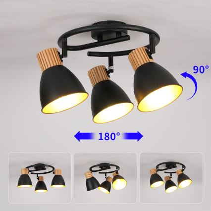 Brilagi - Bodové svítidlo ODENSE 3xE14/10W/230V dřevo/černá