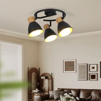 Brilagi - Bodové svítidlo ODENSE 3xE14/10W/230V dřevo/černá