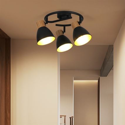 Brilagi - Bodové svítidlo ODENSE 3xE14/10W/230V kaučukovník/černá