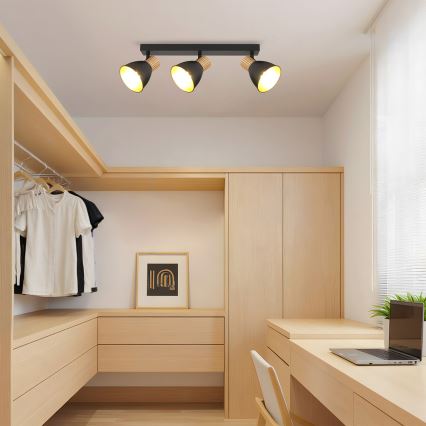 Brilagi - Bodové svítidlo ODENSE 3xE14/10W/230V kaučukovník/černá