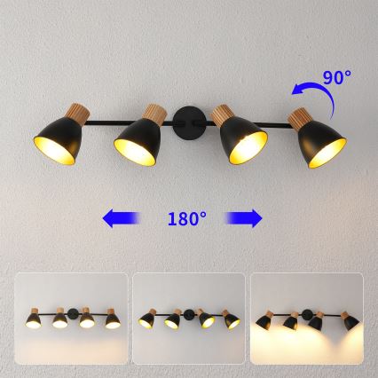 Brilagi - Bodové svítidlo ODENSE 4xE14/10W/230V dřevo/černá