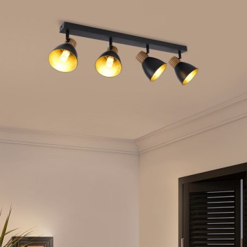 Brilagi - Bodové svítidlo ODENSE 4xE14/10W/230V dřevo/černá