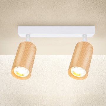 Brilagi - Bodové svítidlo SELE 2xGU10/30W/230V bílá/dekor dubu